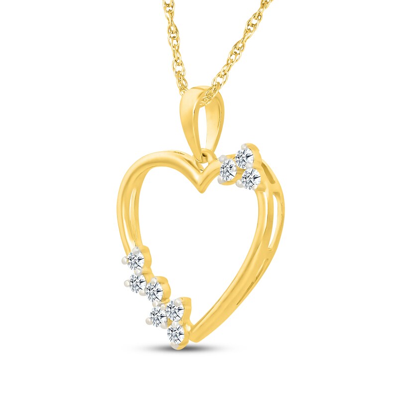 Main Image 2 of Diamond Scatter Heart Necklace 1/5 ct tw 10K Yellow Gold 18"