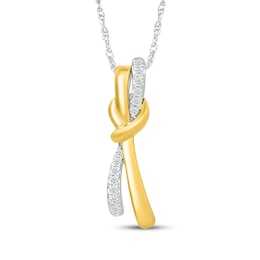 Diamond Knot Necklace 1/10 ct tw Sterling Silver & 10K Yellow Gold 18"