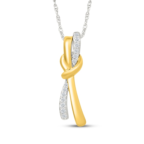 Diamond Knot Necklace 1/10 ct tw Sterling Silver & 10K Yellow Gold 18"