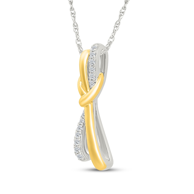 Main Image 2 of Diamond Knot Necklace 1/10 ct tw Sterling Silver & 10K Yellow Gold 18"
