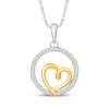 Thumbnail Image 1 of Diamond Open Circle Heart Necklace 1/8 ct tw Sterling Silver & 10K Yellow Gold 18"