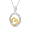 Thumbnail Image 2 of Diamond Open Circle Heart Necklace 1/8 ct tw Sterling Silver & 10K Yellow Gold 18"