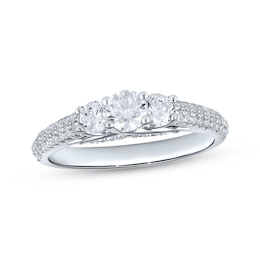 Adore Round-Cut Diamond Three-Stone Engagement Ring 1 ct tw 14K White Gold