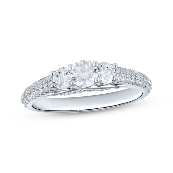 Adore Round-Cut Diamond Three-Stone Engagement Ring 1 ct tw 14K White Gold