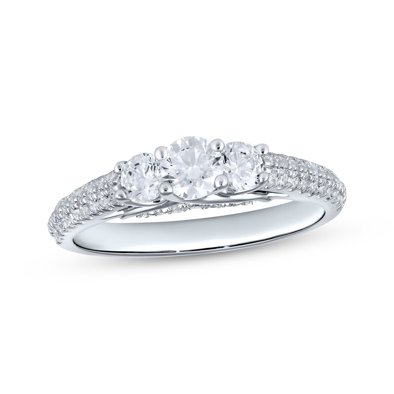 Main Image 1 of Adore Round-Cut Diamond Three-Stone Engagement Ring 1 ct tw 14K White Gold