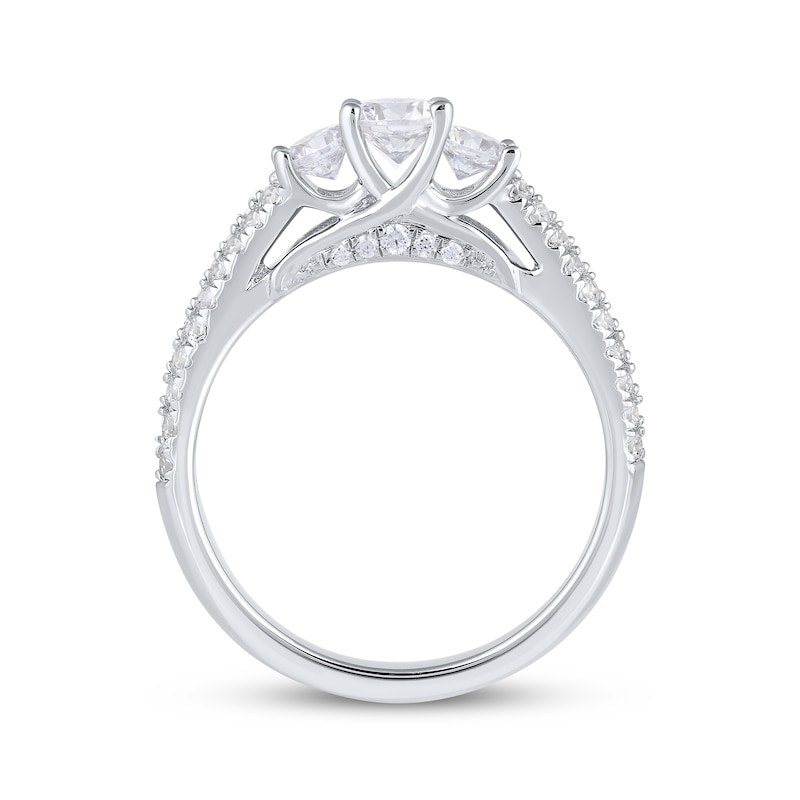 Main Image 3 of Adore Round-Cut Diamond Three-Stone Engagement Ring 1 ct tw 14K White Gold