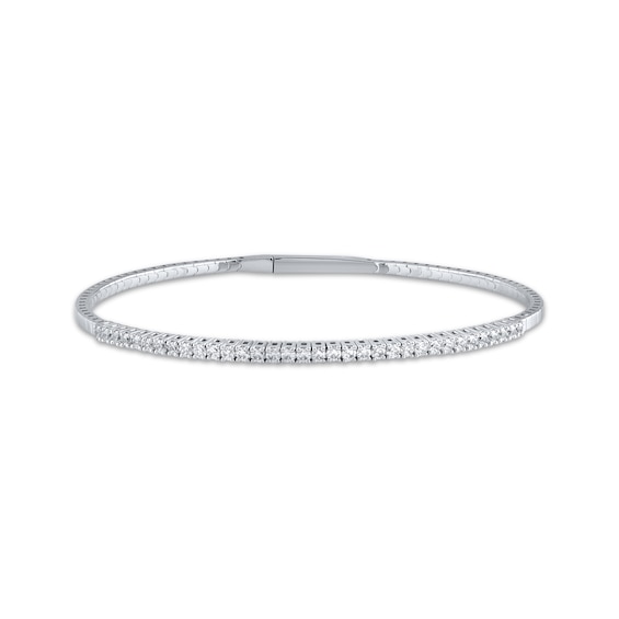Diamond Bangle Bracelet 1 ct tw 10K White Gold 7.25"