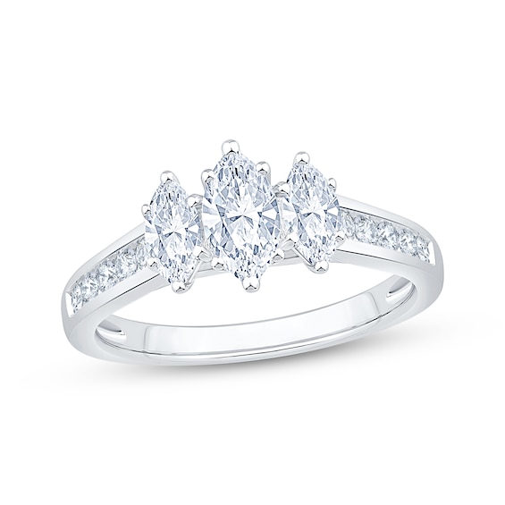 Adore Lab-Grown Diamonds Certified Marquise-Cut Three-Stone Engagement Ring 1 ct tw 14K White Gold
