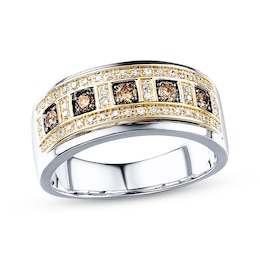 Adore Men's Diamond Band 1/2 ct tw Brown/White 10K Two-Tone Gold