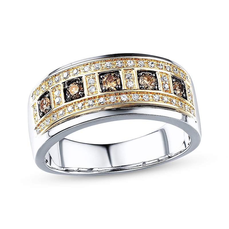 Men's Diamond Band 1/2 ct tw Brown/White 10K Two-Tone Gold