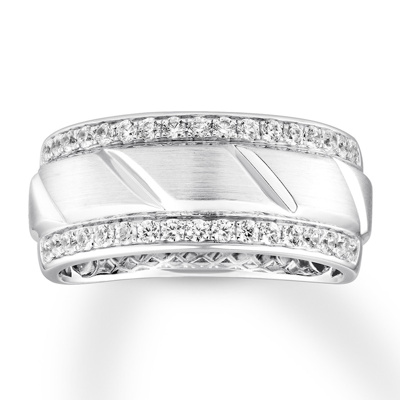 Main Image 1 of Men's Diamond Band 1/2 ct tw Round-cut 10K White Gold