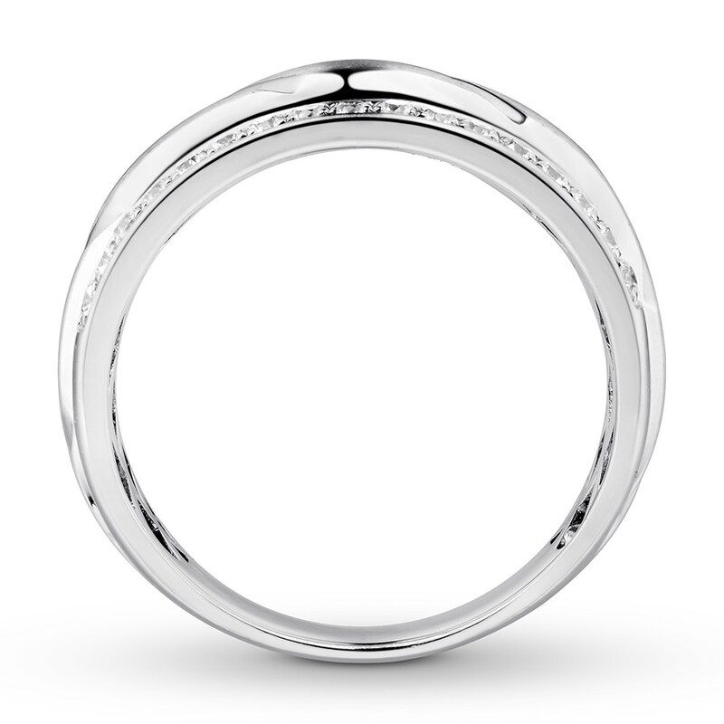 Main Image 2 of Men's Diamond Band 1/2 ct tw Round-cut 10K White Gold