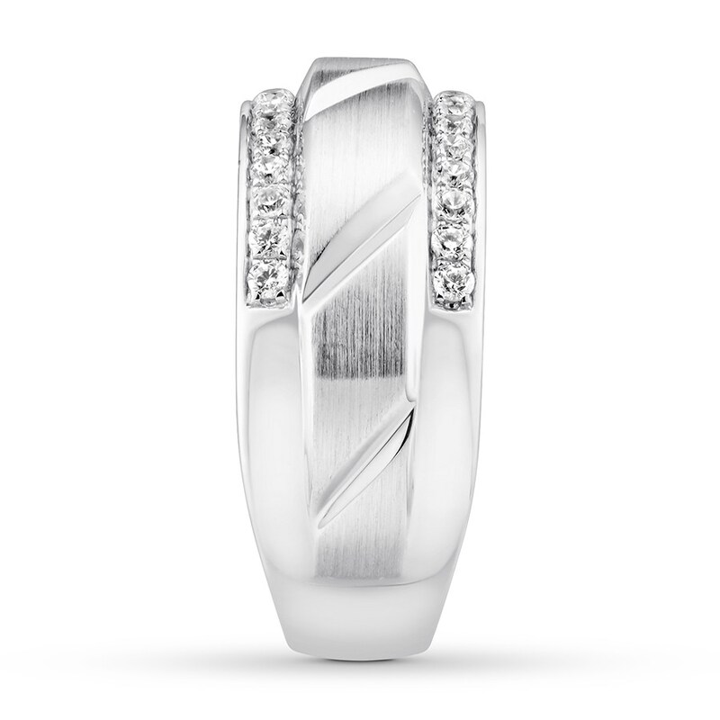 Main Image 3 of Men's Diamond Band 1/2 ct tw Round-cut 10K White Gold