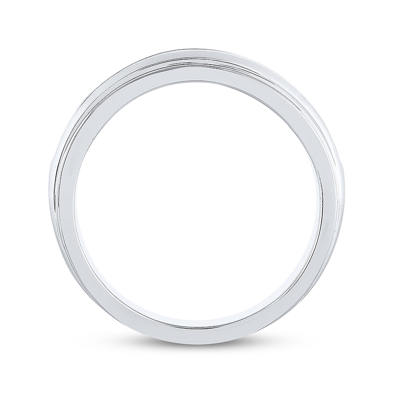 Main Image 2 of Men's THE LEO Diamond Wedding Band 1/2 ct tw Round-cut 14K White Gold