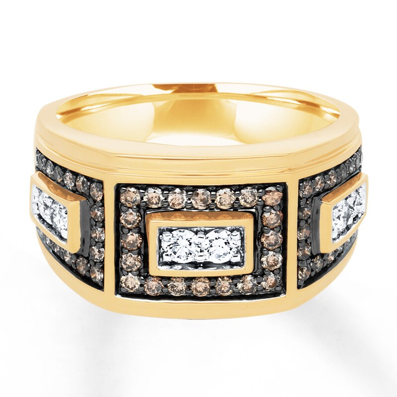 Main Image 1 of Adore Men's Band 1 ct tw Brown/White Diamonds 14K Yellow Gold