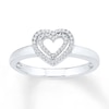 Heart Rings 1/10 ct tw Diamonds Sterling Silver
