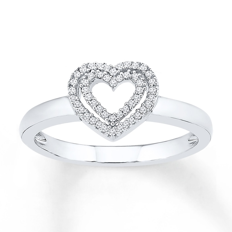 Heart Rings 1/10 ct tw Diamonds Sterling Silver