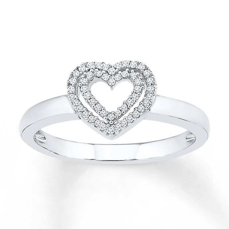 Main Image 1 of Heart Rings 1/10 ct tw Diamonds Sterling Silver
