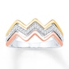 Thumbnail Image 1 of Chevron Ring 1/8 ct tw Diamonds Sterling Silver & 10K Two-Tone Gold