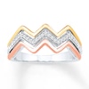 Thumbnail Image 0 of Chevron Ring 1/8 ct tw Diamonds Sterling Silver & 10K Two-Tone Gold