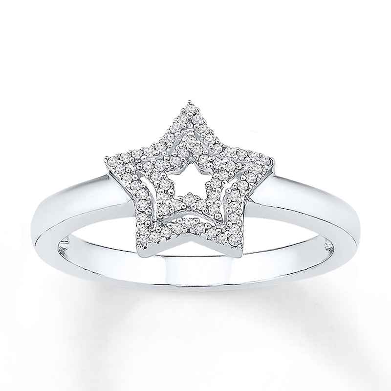 Star Ring 1/8 ct tw Diamonds Sterling Silver