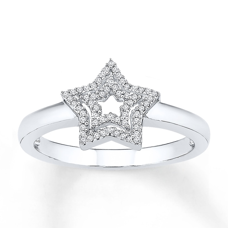 Main Image 1 of Star Ring 1/8 ct tw Diamonds Sterling Silver