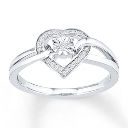 Diamond Heart Ring 1/15 ct tw Round-cut Sterling Silver