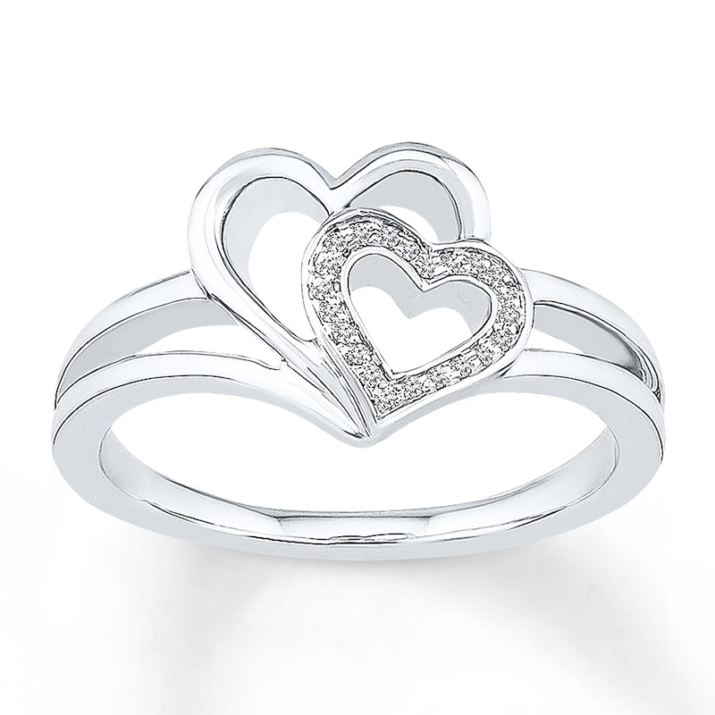 Main Image 1 of Diamond Heart Ring 1/20 ct tw Round-cut Sterling Silver