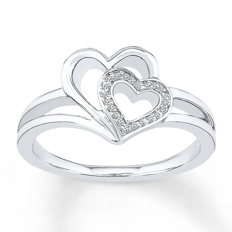 Diamond Heart Ring 1/20 ct tw Round-cut Sterling Silver