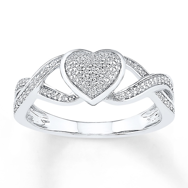 Diamond Heart Promise Ring 1/6 ct tw 10K White Gold