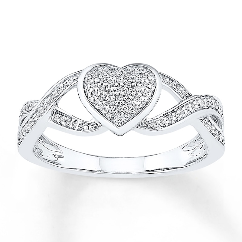 Main Image 1 of Diamond Heart Promise Ring 1/6 ct tw 10K White Gold