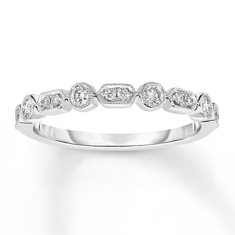 Main Image 1 of Diamond Ring 1/5 ct tw Bezel-set Round-cut 10K White Gold