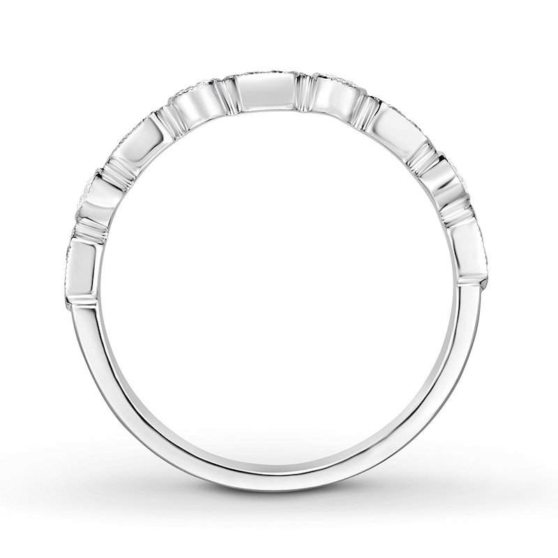 Main Image 2 of Diamond Ring 1/5 ct tw Bezel-set Round-cut 10K White Gold