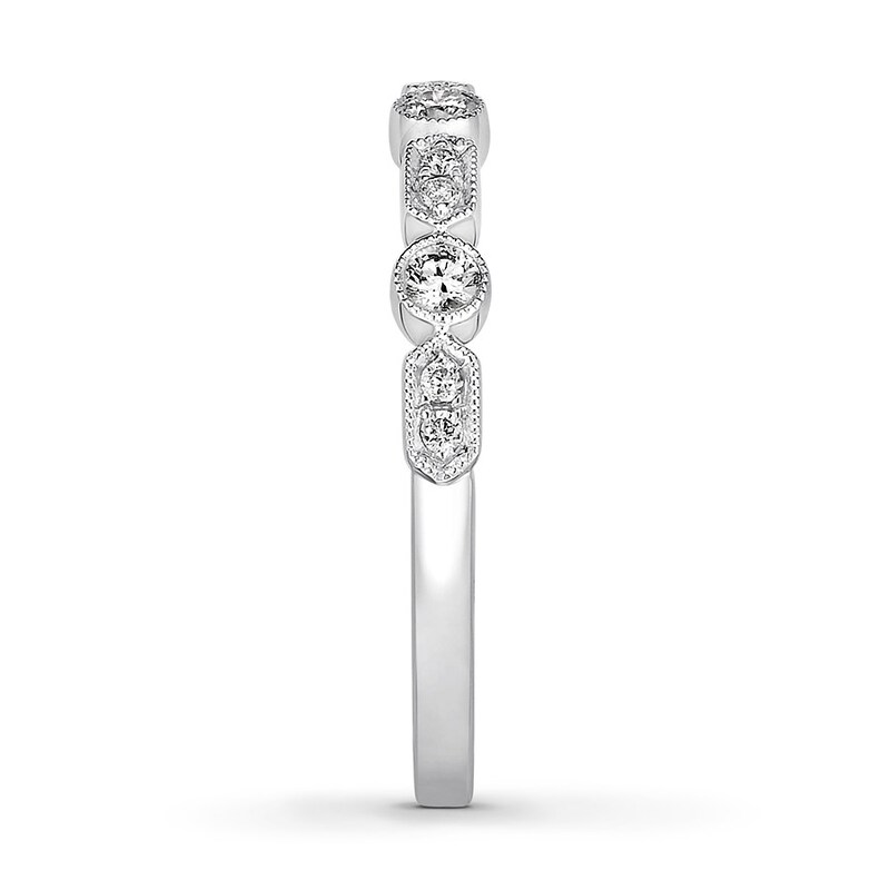 Main Image 3 of Diamond Ring 1/5 ct tw Bezel-set Round-cut 10K White Gold