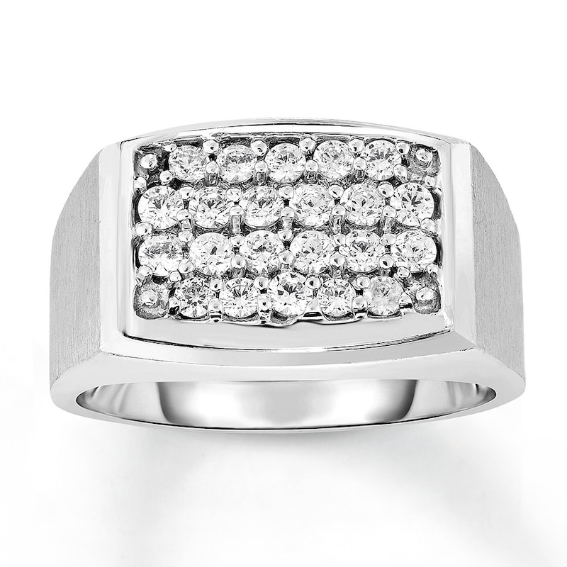 Main Image 1 of Men's Diamond Ring 1 ct tw Round-cut 10K White Gold