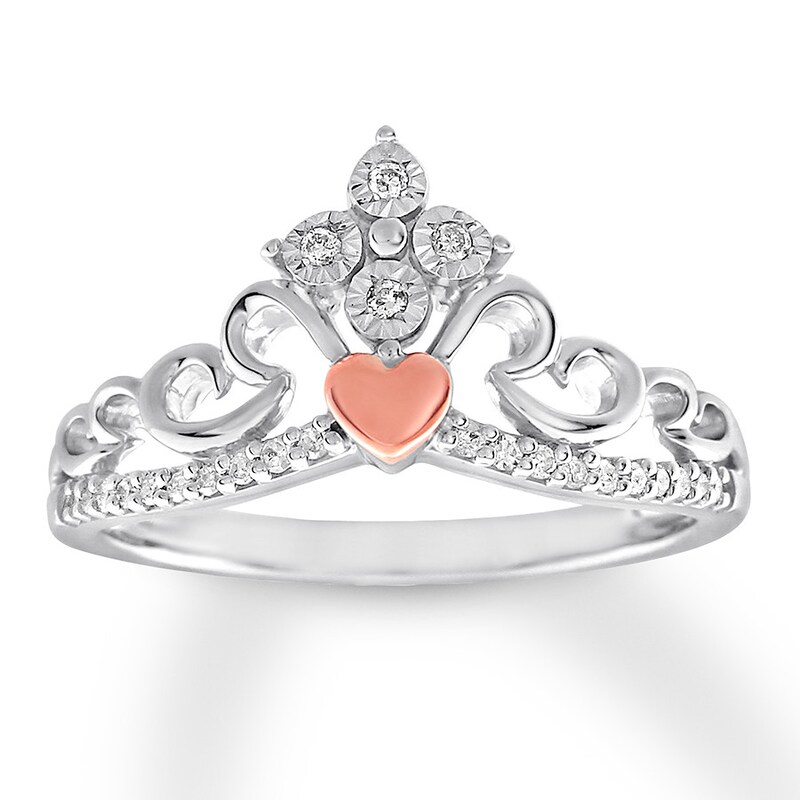 Main Image 1 of Diamond Tiara Ring Sterling Silver & 10K Rose Gold