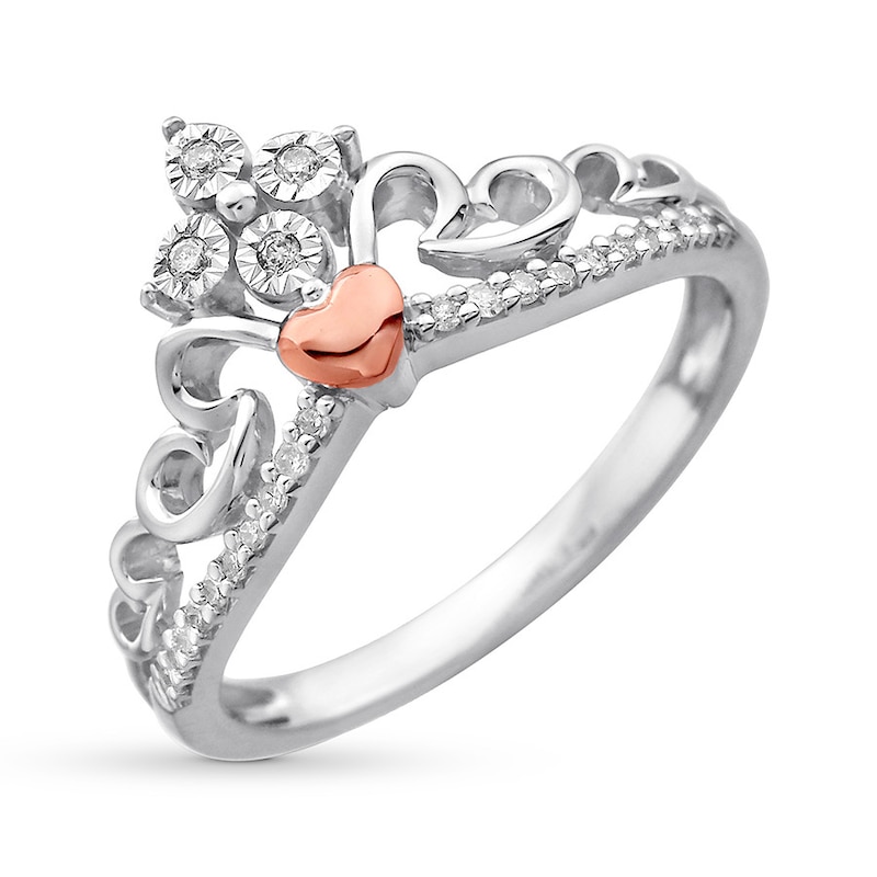 Main Image 4 of Diamond Tiara Ring Sterling Silver & 10K Rose Gold