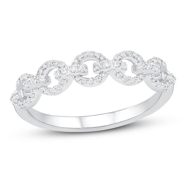 Diamond Chain Link Ring 1/4 ct tw Round-cut 10K White Gold