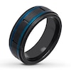 Thumbnail Image 3 of Men's Wedding Band Black/Blue Ion-Plated Stainless Steel 8mm