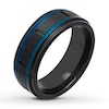 Thumbnail Image 3 of Men's Wedding Band Black/Blue Ion-Plated Stainless Steel 8mm