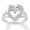 Thumbnail Image 1 of Double Heart Diamond Ring Sterling Silver