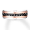 Thumbnail Image 4 of Men's Black Diamond Wedding Band 1/2 ct tw 10K Two-Tone Gold