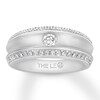 THE LEO Diamond Men's Wedding Band 5/8 ct tw Round 14K White Gold