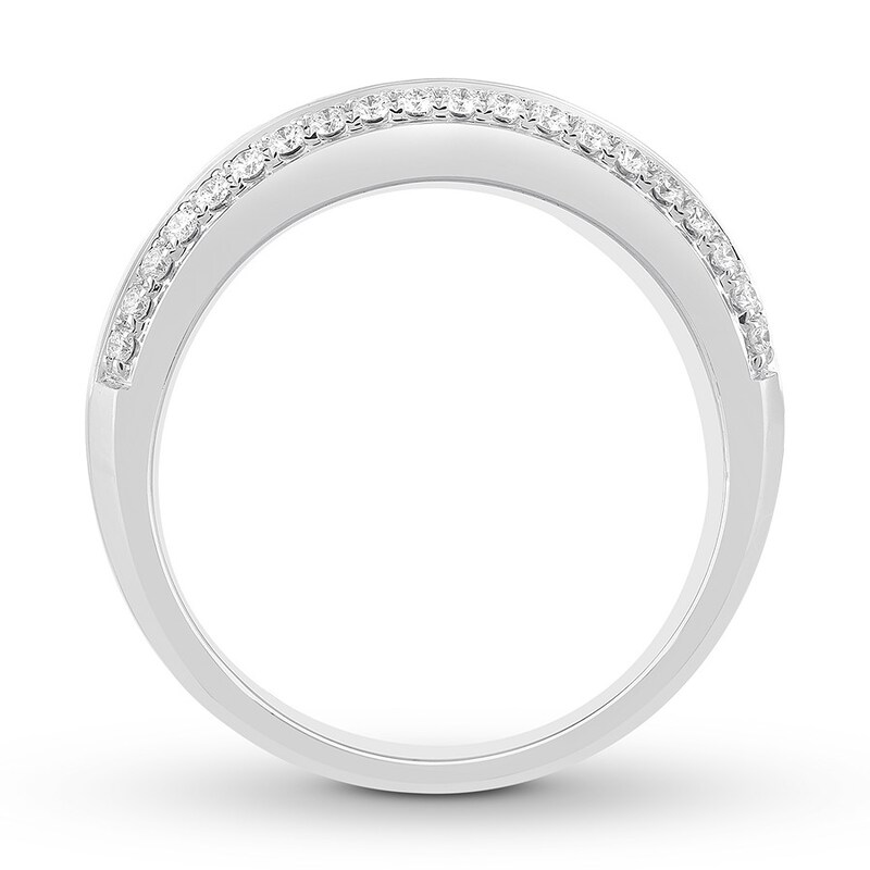 THE LEO Diamond Men's Wedding Band 5/8 ct tw Round 14K White Gold