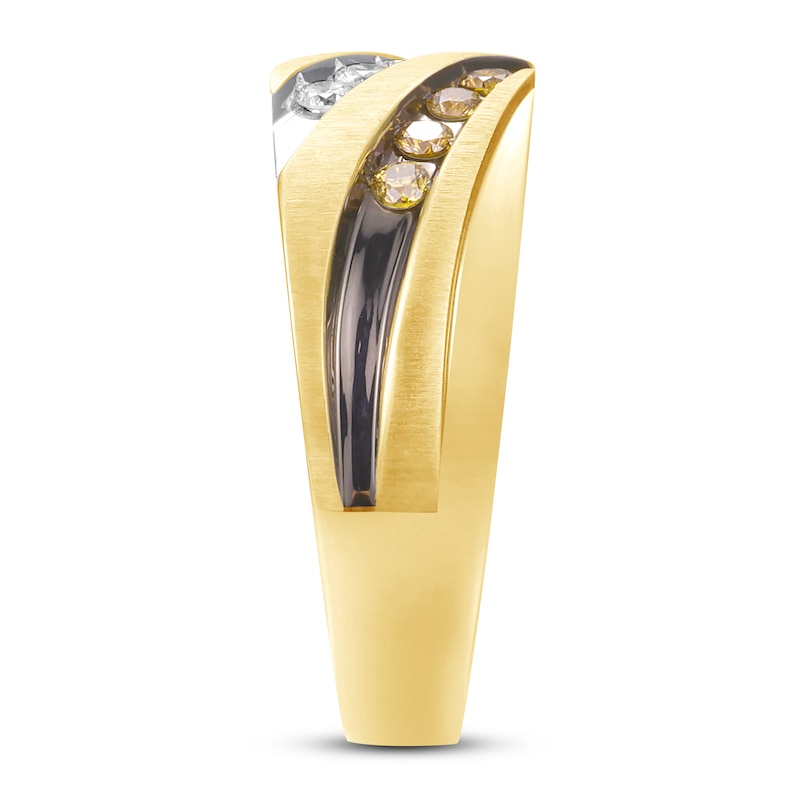 Men's Brown Diamond Wedding Band 1/2 ct tw 10K Yellow Gold