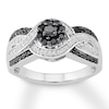 Black & White Diamond Ring 1/2 ct tw Round-cut Sterling Silver