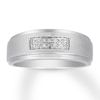 Thumbnail Image 0 of Men's Diamond Wedding Band 1/20 ct tw Round-cut 10K White Gold