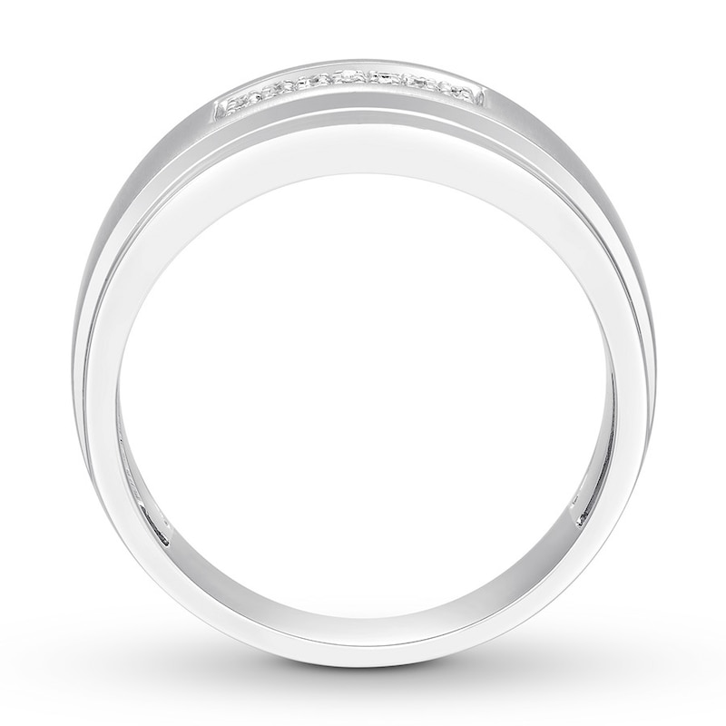 Men's Diamond Wedding Band 1/20 ct tw Round-cut 10K White Gold