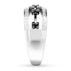 Thumbnail Image 3 of Men's Black/White Diamond Wedding Band 1/4 ct tw 10K White Gold