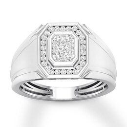 Men's Diamond Ring 1/2 ct tw Round-cut 14K White Gold